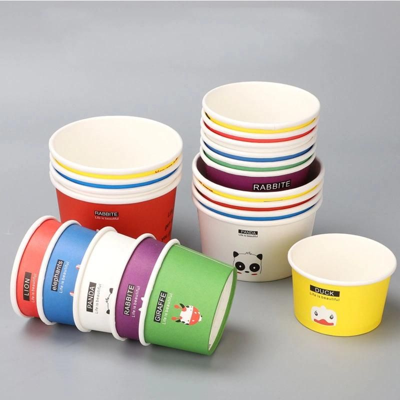 Custom Ice Cream Packaging Bowl Paper Ice Cream Container Icecream Cup with Lid