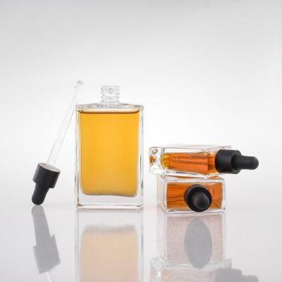 50ml, 100 Cosmetic Square Glass Bottle for Cosmetic Packaging Wholesale