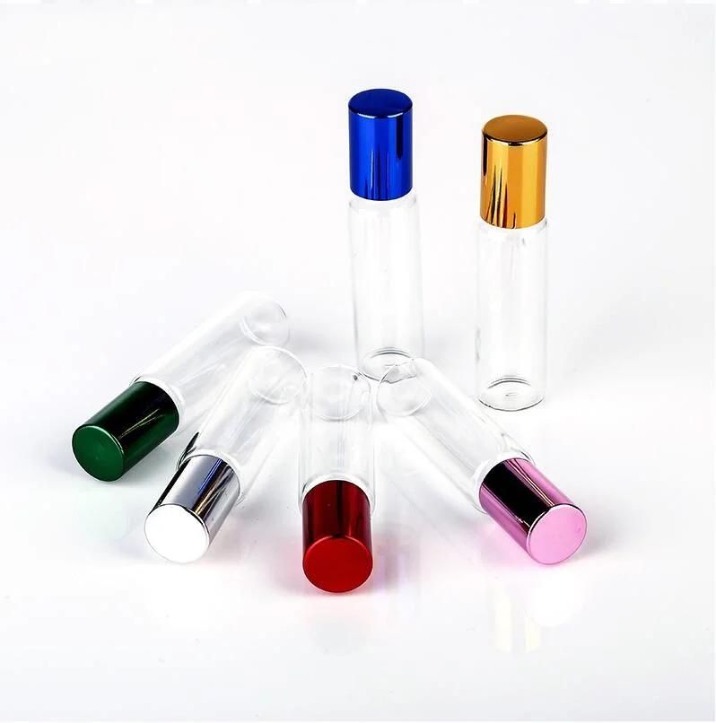 5ml 10ml Clear Glass Bottle Roll on Empty Fragrance Perfume Essential Oil Bottles Plastic Roller Ball