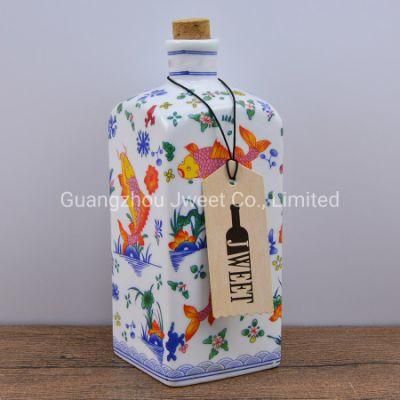 Factory Wholesale Printing Logo Liquor Ceramic Bottle