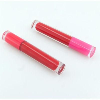 Custom Logo High Quality 5ml Pink Red Clear Liptint Bottle Empty Lip Gloss Packaging Tube with Brush