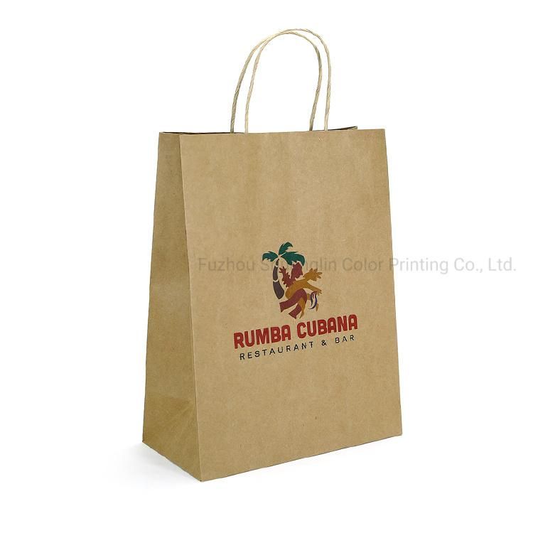 Printed Promotion Customized Logo Brown Kraft Paper Bags