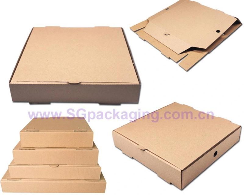 6/7/8/9/10/11/12/13/16/18 Inch Wholesale Take Away E Flute Corrugated Pizza Gift Box with Logo Printing