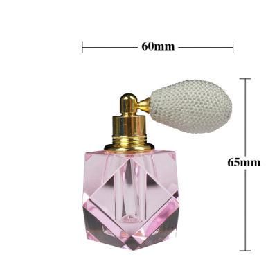 High End Pink Crystal Perfume Bottle 3ml Luxury Diamond Cut Perfume Spray Bottle