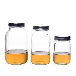 Wholesale Safety Portable Empty Clear Food Storage Glass Jars with Lids 100ml 500ml 1000ml