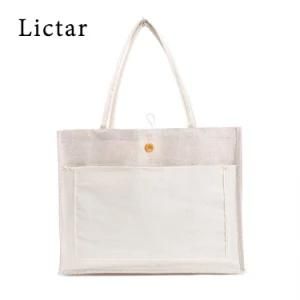 Blank Pithy Cotton Canvas Beach Tote Bag Pack Wholesale with out Pack