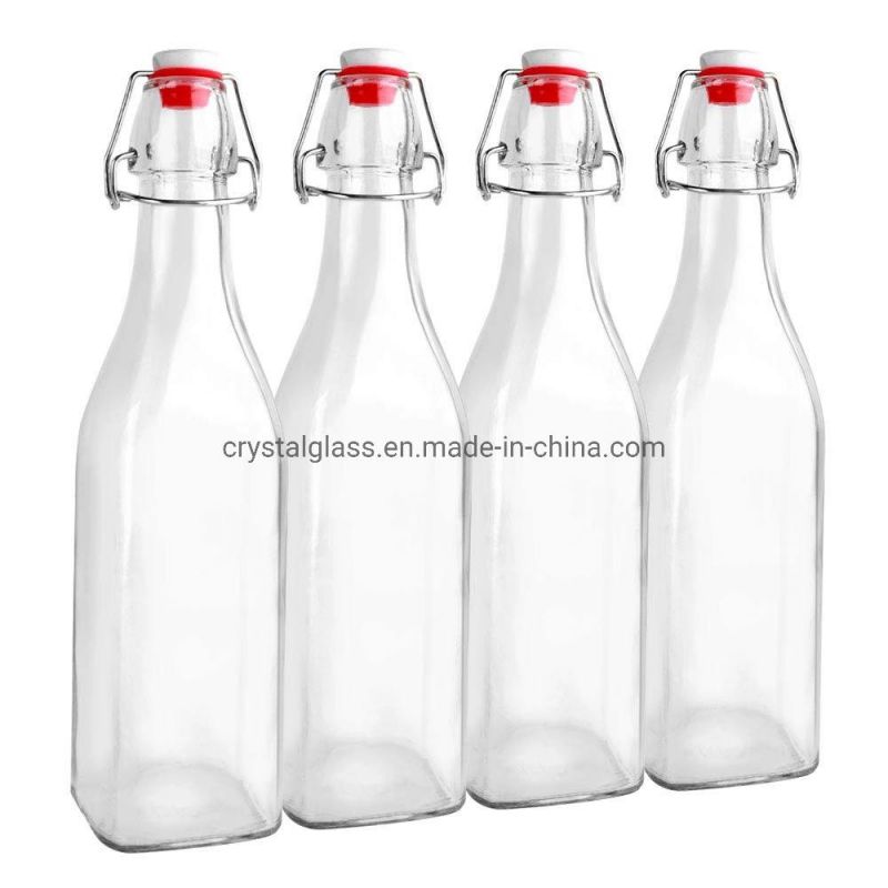 1000ml 500ml 250ml Customized Logo Printing Drinking Glass Water Bottles with Swing Clip Top