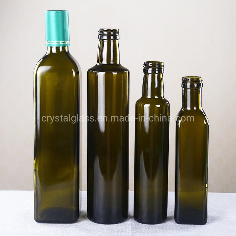 500ml Dark Green Square Olive Oil Bottle Dispenser with Stainless Steel Flip