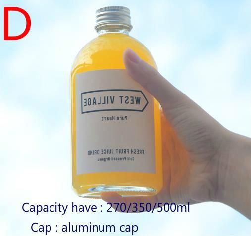 150ml 270ml 350ml 500ml Clear Round Glass Beverage Bottle for Juice with Aluminum Cap