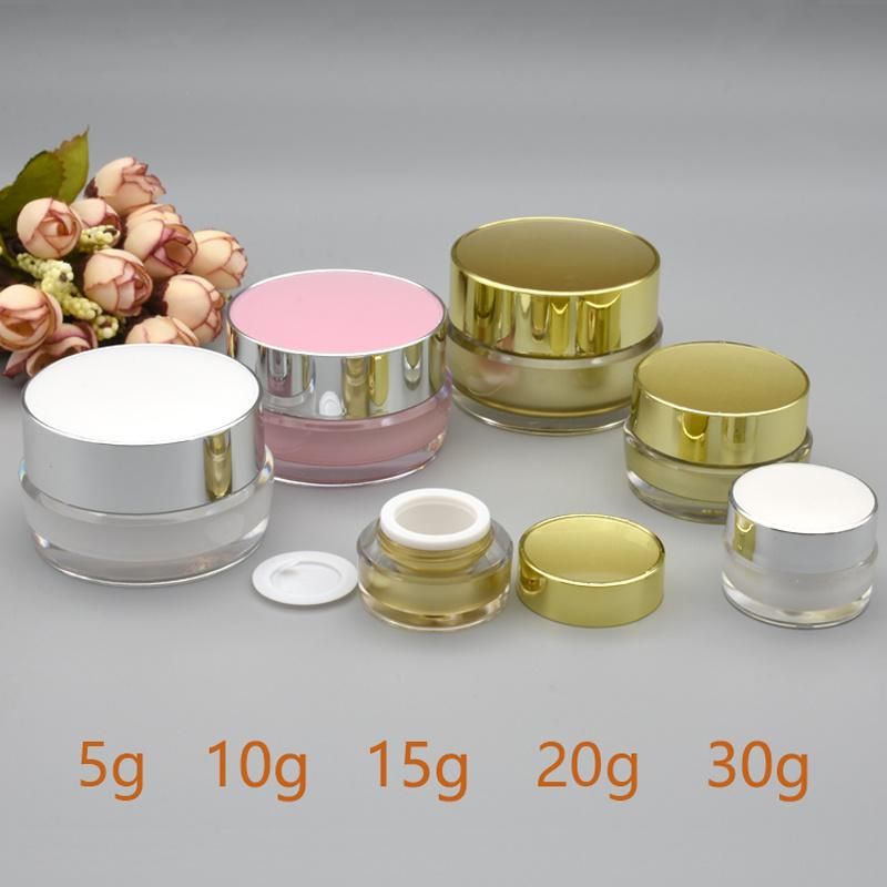 5g 10g 20g 30g White Pink Gold Empty Refillable Cream Acrylic Jar Plastic Cosmetic Packaging Bottle for Makeup Product