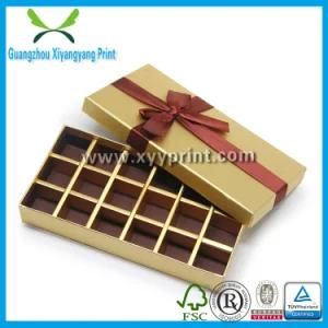 Custom with Ribbon Gold Color Paper Gift Box for Candy