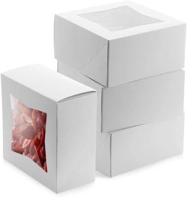 White Cardboard Paper Birthday Gift Pastry Cake Packaging Box with Clear Window