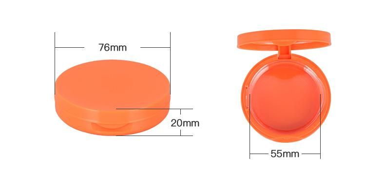 High Quality Orange Plastic Powder Container Compact Powder Container Foundation Container Press Power with Mirror