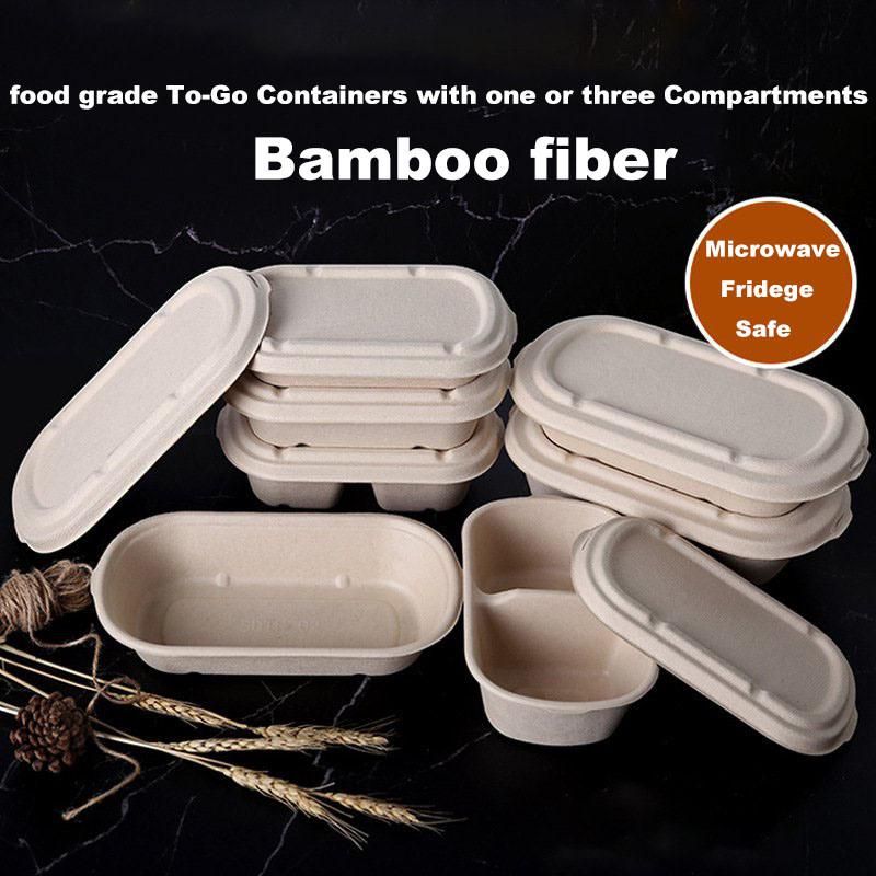 Biodegradable Take Away Menu Box 3 Compartment with Clear Lid or Pulp Lid