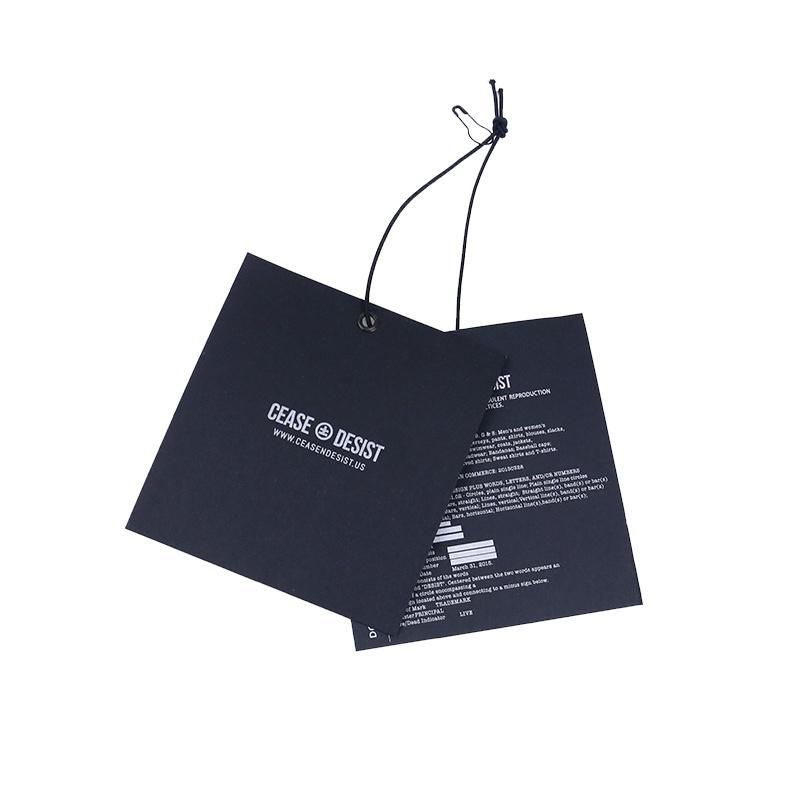 Silver Printed Black Cardboard Paper Custom Hang Tag