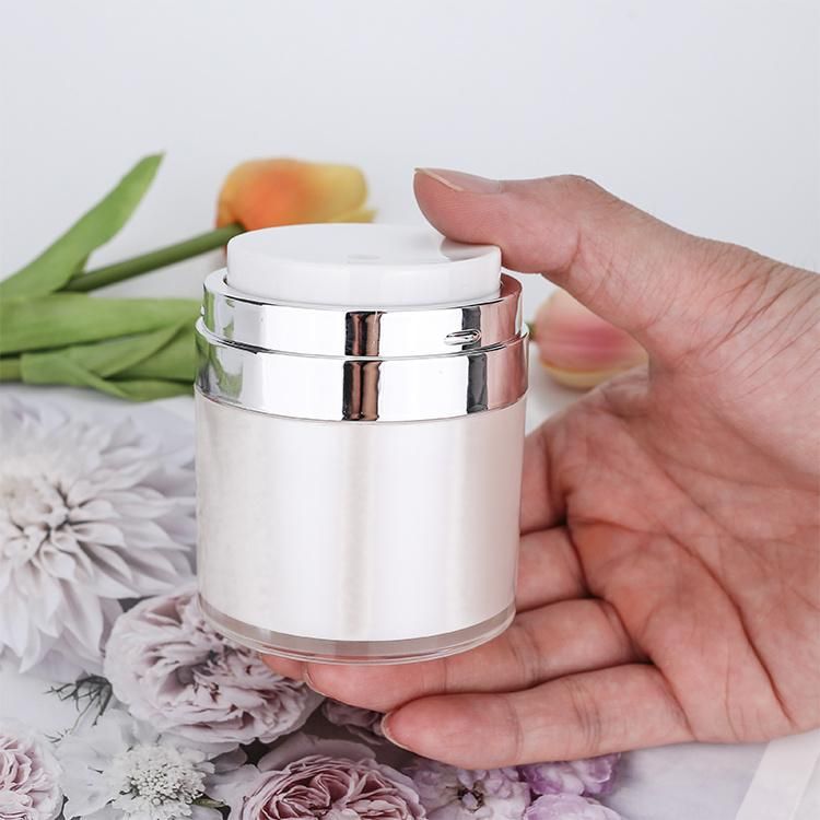 Chinese Factory Price Low MOQ Wholesale 15ml 30ml 50ml 100ml Empty Round Custom Acrylic Cosmetic Packaging Airless Pump Body Face Cream Jar Bottle