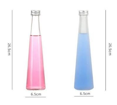 330ml Cone Shaped Clear Frosted Glass Cold Drinking Bottle