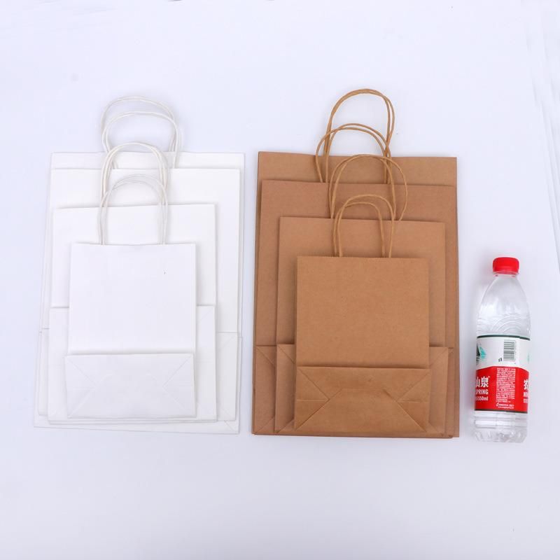 Custom White/Brown Kraft Paper Gift Handle Bag for Food Packaging/Shopping and Twisted Handle Bags Factory Price