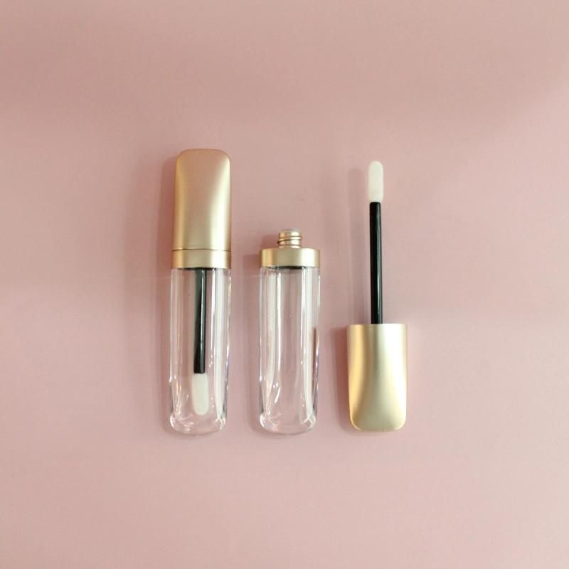 Gold Lip Gloss Container Tube Oval Flat Lipgloss Tube with Wand