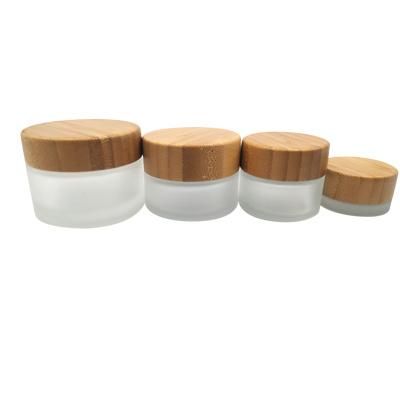 50g Glass Cosmetic Full Cover Bamboo Cream Jar Cosmetic Wholesale
