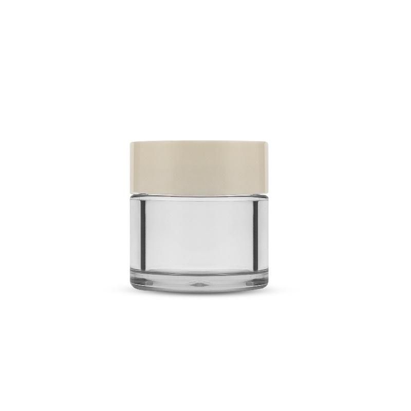 50ml Clear and Tall PETG Cosmetic Cream Jar with White Cap