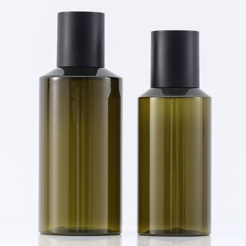 China Stock Cosmetic Container Perfume Bottle Set Green Color Empty Clear Pet Plastic Lotion Sprayer Bottle