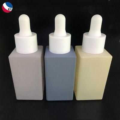 Luxury Custom Cosmetic Packaging Matte Grey Clear Glass Hair Oil Essential Oil Dropper Bottle 30ml