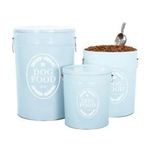 18L Pet Food Bucket Tin Material Stakcing Shape with Lock Ring Customized Printing