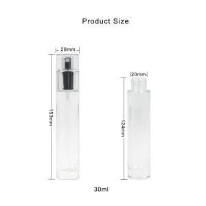 30ml Hot Sale Slim Shape Transparent Cosmetics Glass Sprayer Bottle