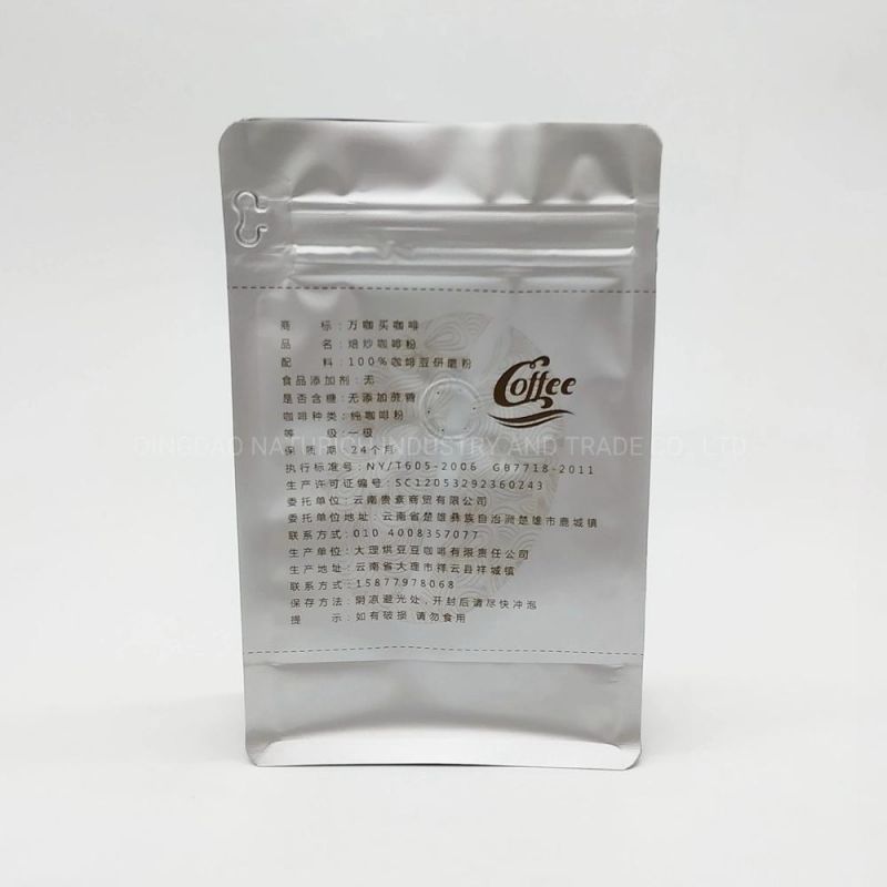 Resealable Aluminum Foil Stand up Kraft Paper Packaging Pouch with Valve and Zipper