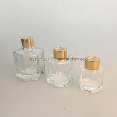 90ml 100ml 160ml Square Empty Clear Aromatherapy Oil Perfume Reed Diffuser Glass Bottle with Sliver Gold Cap