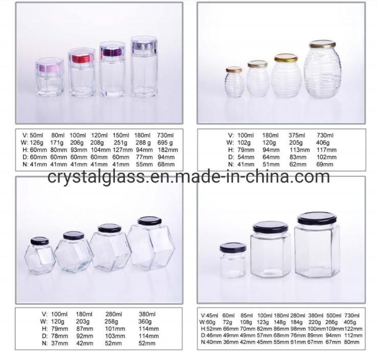 4oz 6oz 8oz 16oz 10oz 20oz Transparent Glass Jars with Shiny Cap