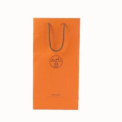 Orange Paper Bags with Ribbon for Bottle Packing