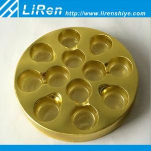 China Manufacturer Golden Round Plastic Macaron Serving Tray for Chocolate/Cake