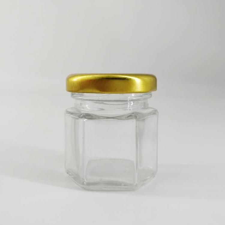 Hexagon Jars/Glass Jars with Gold Lids, Small Mason Jars for Wedding, Party Favors, Shower Favors, Baby Foods, Honey, Canning, Spices, Herbs