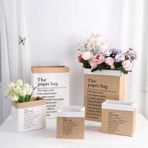 Net Red Dried Flowers Flower Packaging Bag Ins Wind Hug Bag Gift Box Kraft Paper Bag Holiday Bouquet Bag