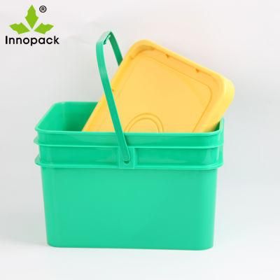 20L Rectangular Plastic Bucket Food Grade FDA with Lid and Handle