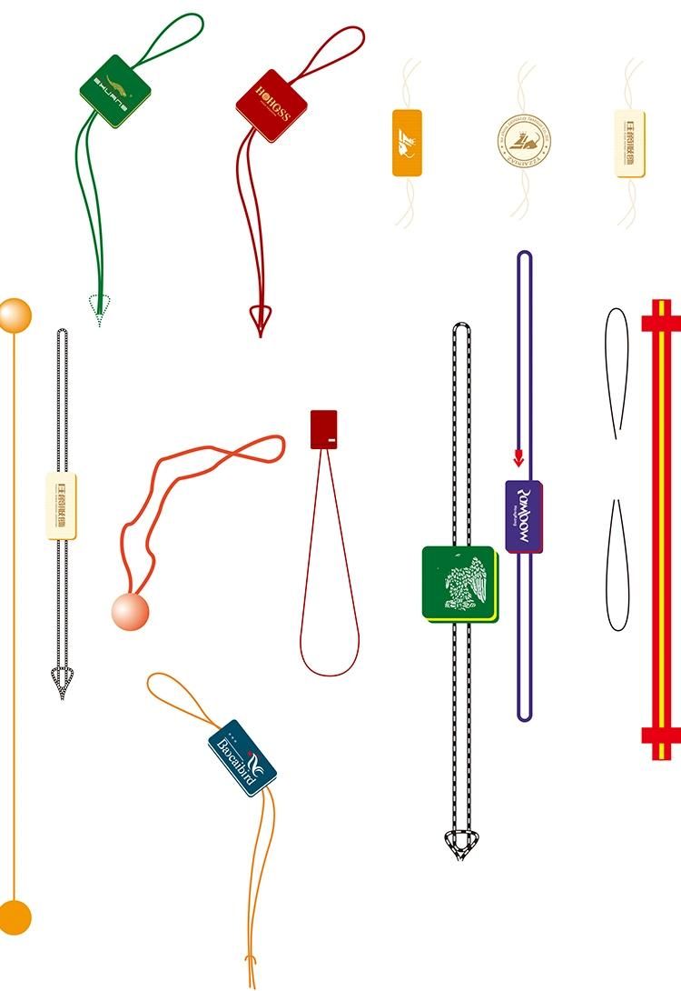 Square Hang Granule Colorful Custom Plastic Tag for Garment, Bags, Shoes.