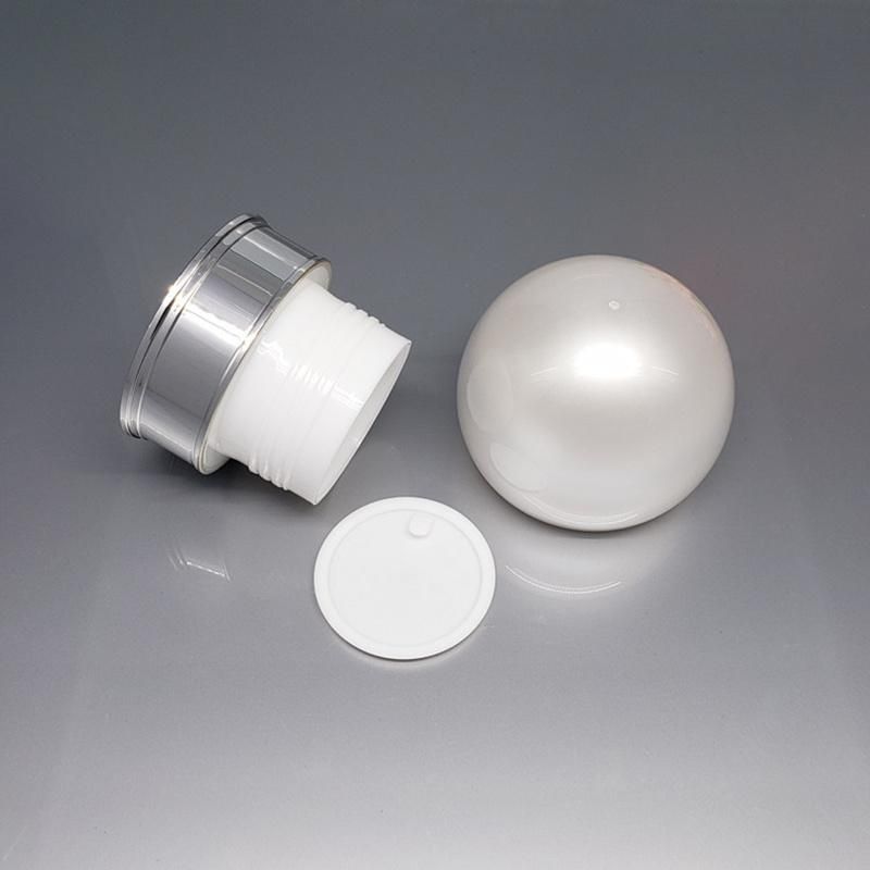 in Stock Low MOQ 5ml 15g 30ml 50ml Luxury White Plastic Jar Pearl Ball Shape Jars Cosmetic Pots
