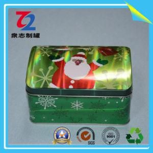 Rectangular Metal Gift Tin Packaging Box with Santa Claus