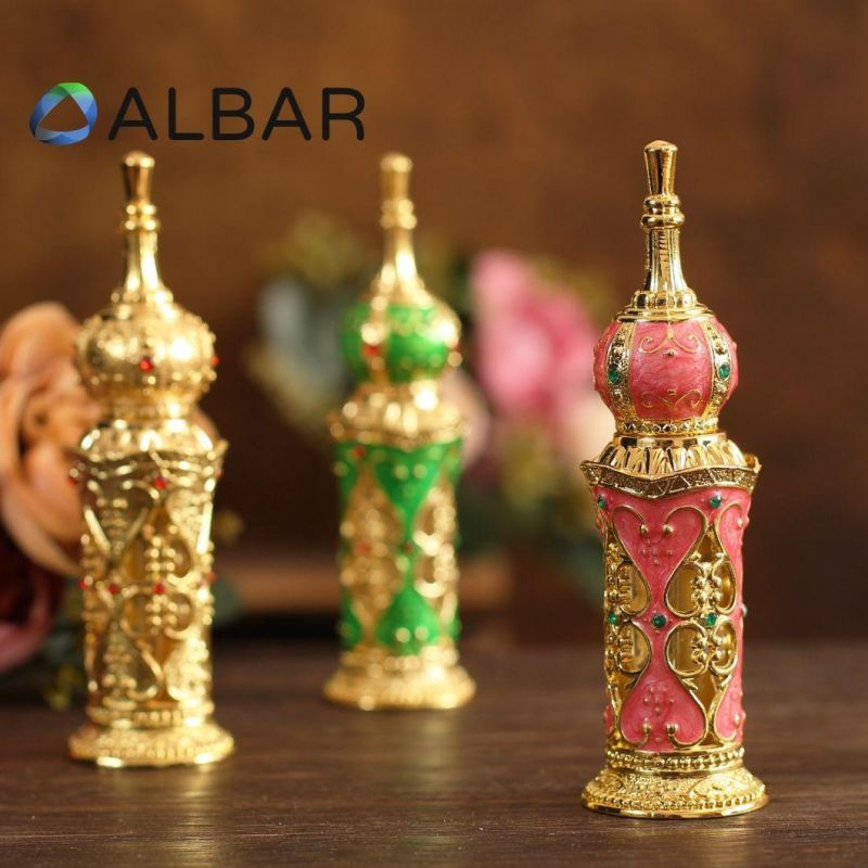 Slim Fragrance Tube Screw Caps Perfume Bottles in Colorful Designs and Gold Color