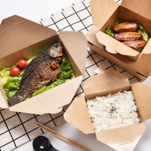 Portable Eco-Friendly Food Grade Kraft Paper Fast Food Box
