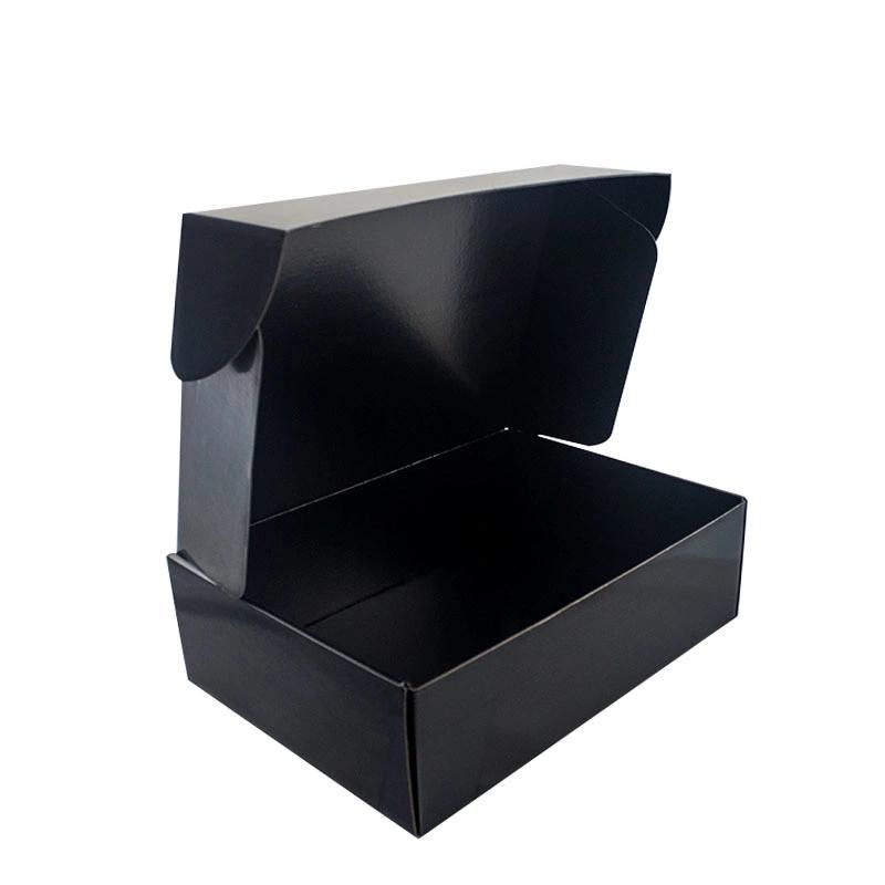 Custom High Quality Black Flip Flap Corrugated Paperboard Packaging Gift Box Mailer Shipping Box