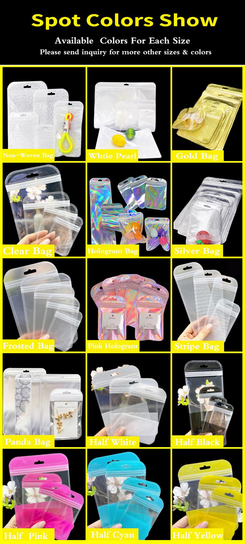 Frosted Holographic Packing Bag Pouch Hair Bows Clips Zipper Bags