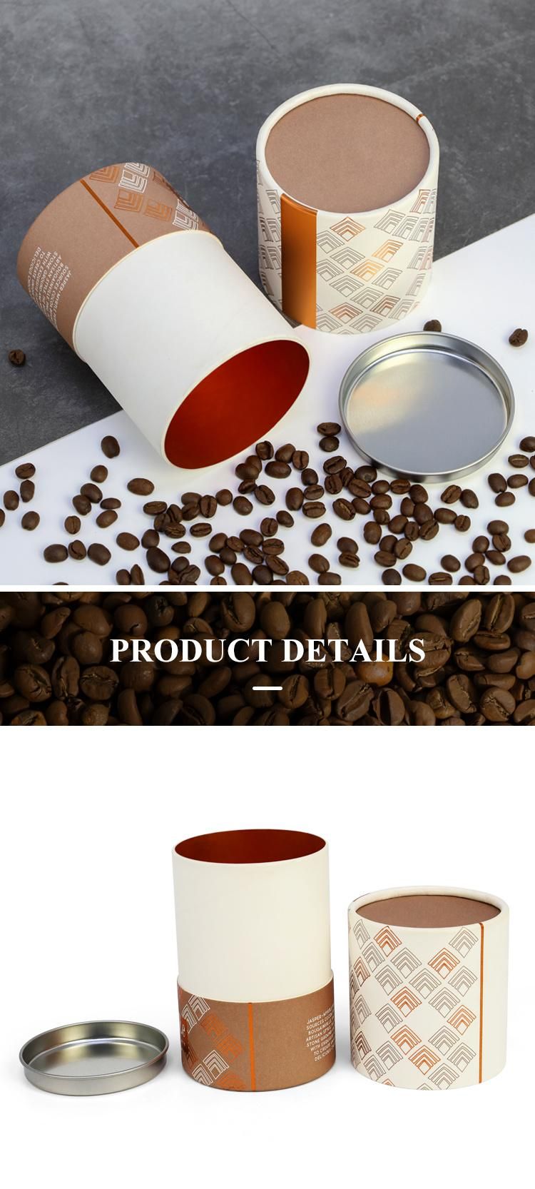 Firstsail Eco Friendly Custom Printed Food Grade Loose Tea Chewing Gum Paper Tube Box for Coffee Bean