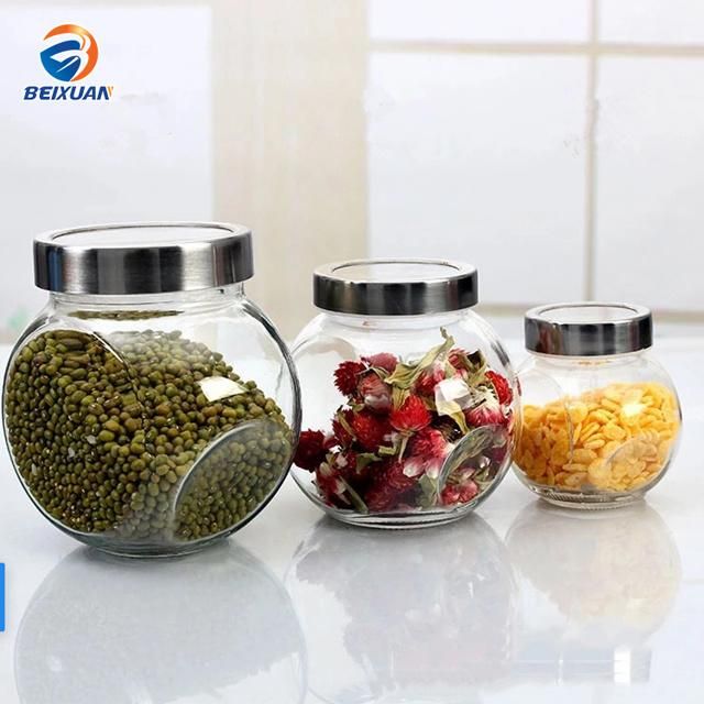 380ml Hot Sale High Quality Storage Flat Drum Glass Jar Spice Jar