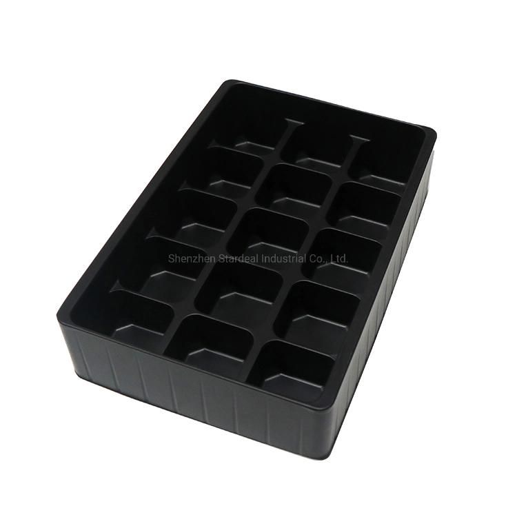 Wholesale PS Plastic Chocolate Square Grid Dividers Small Black Empty Tray