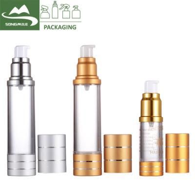 Wholesale Airless Cosmetic Bottle, Luxury Plastic Round Airless Pump Bottle with Acrylic Lids