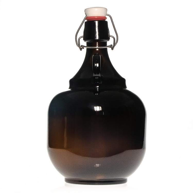 2L 1/2 Gallon Amber/Brown Glass Growler Red Wine Jugs Glass Beer Jug Glass Bottle with Handle