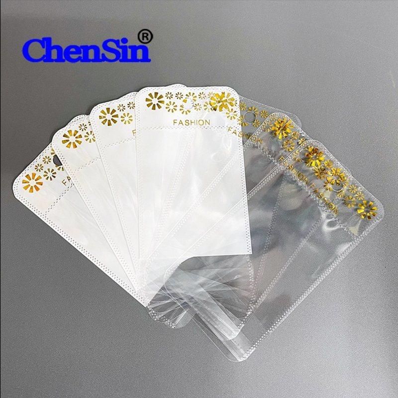 Gold Head Clear Plastic Bags White Pearl Bottom Plastic Pouch